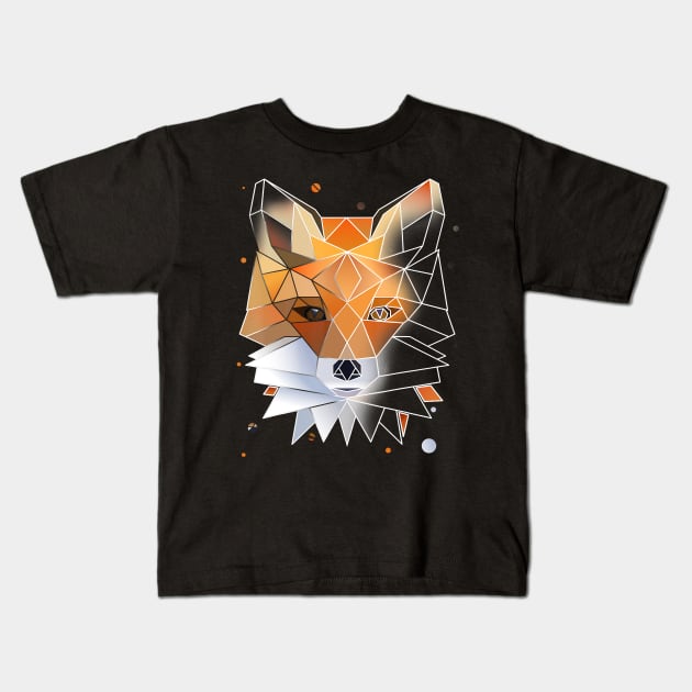 Geometric Fox Shirt Polygon Wild Cute Animal Kids T-Shirt by JaydeMargulies